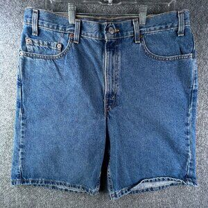 VTG 2000 Levi’s 550 Denim Shirts Jort Size 36 Relaxed Medium Wash Adult Work USA